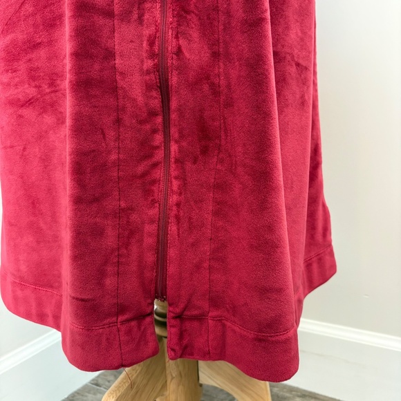 Eileen West Burgundy Red Velour Zip Robe - S/M - Picture 7 of 15